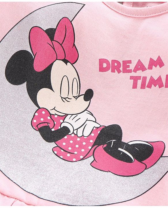 Babyhug Disney Full Sleeves Night Suit Minnie Mouse Print - Pink