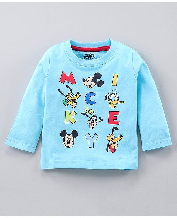 Babyhug Full Sleeves Night Suit Mickey Mouse Print - Blue