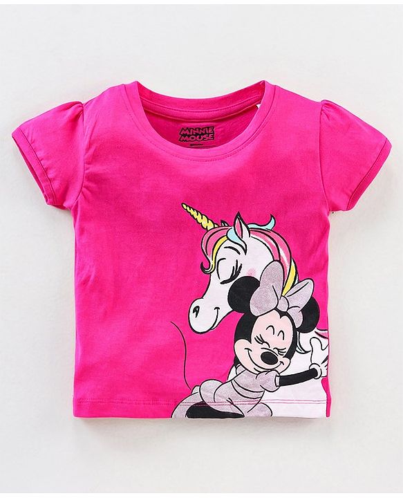Babyhug Short Sleeves Night Suit Disney Print - Pink