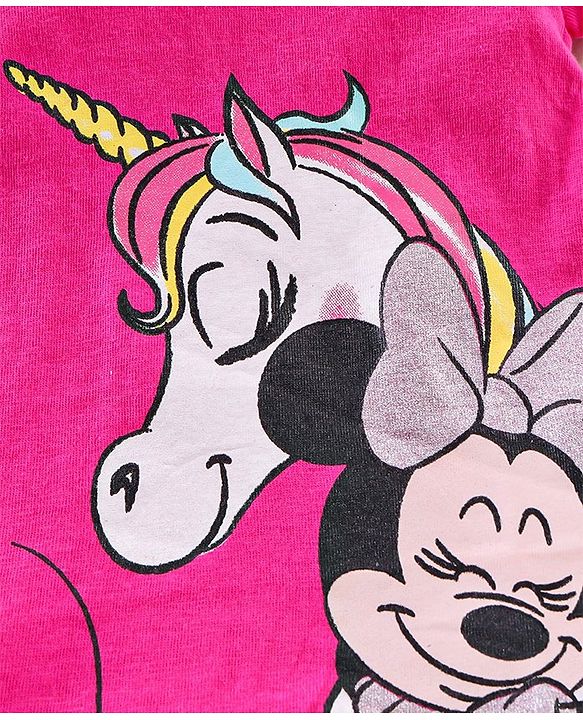 Babyhug Short Sleeves Night Suit Disney Print - Pink