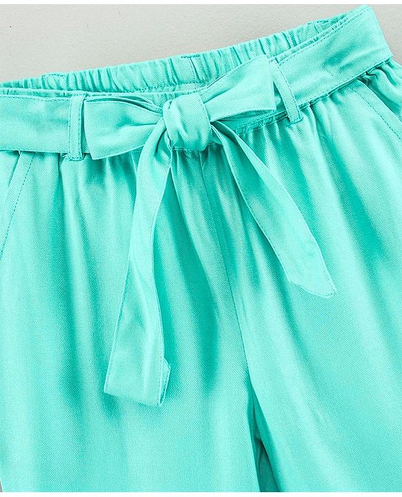 Pine Kids Full Length Solid Color Lounge Pants With Tie-Up At Waistband - Green