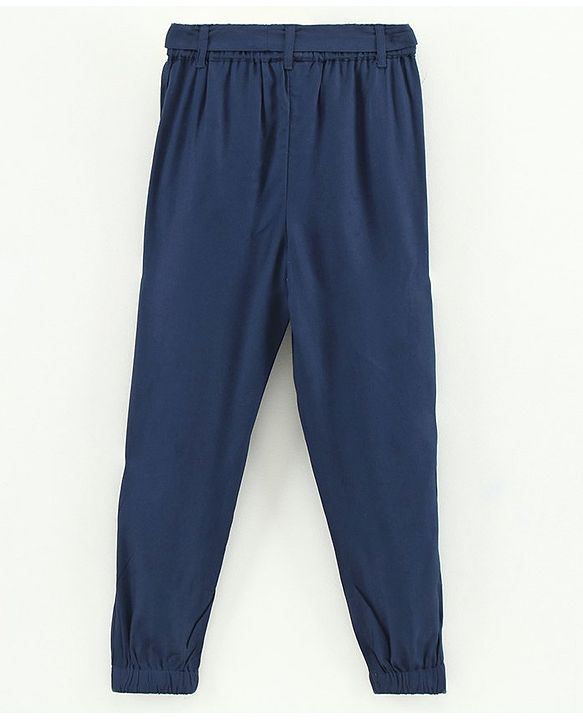 Pine Kids Full Length Solid Color Lounge Pants With Tie-Up At Waistband - Blue