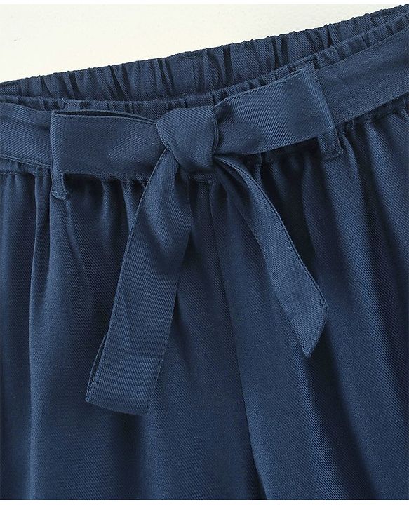 Pine Kids Full Length Solid Color Lounge Pants With Tie-Up At Waistband - Blue