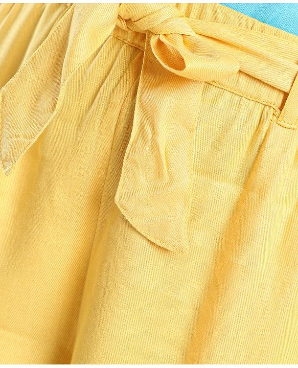 Pine Kids Full Length Solid Color Lounge Pants With Tie-Up At Waistband - Yellow
