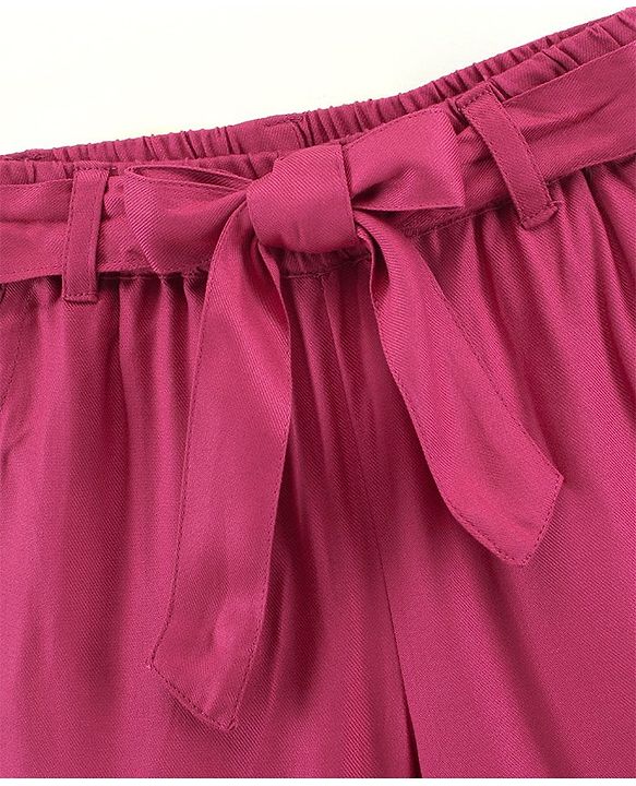 Pine Kids Full Length Solid Color Lounge Pants With Tie-Up At Waistband - Pink
