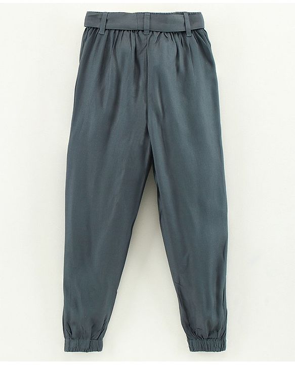 Pine Kids Full Length Solid Color Lounge Pants With Tie-Up At Waistband - Grey