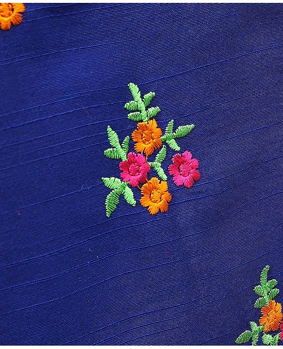 Babyhug Sleeveless Embroidered Tassel Kurta and Garara Set with Lace Border Ruffled Dupatta - Blue Orange