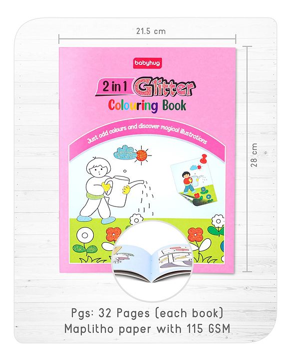 Babyhug 2 in 1 My first Glitter Colouring Books Pack Of 4 - English