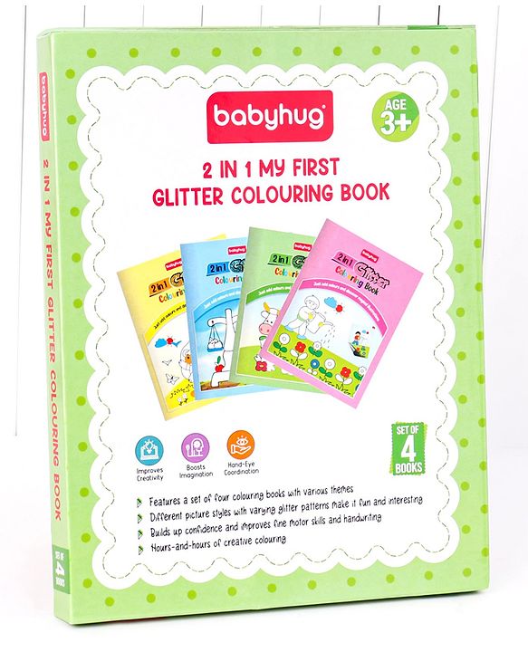 Babyhug 2 in 1 My first Glitter Colouring Books Pack Of 4 - English