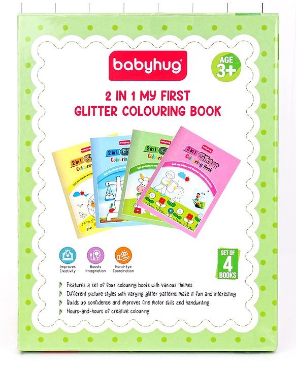 Babyhug 2 in 1 My first Glitter Colouring Books Pack Of 4 - English