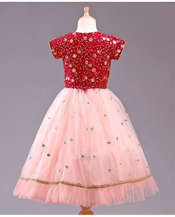 Babyhug Sleeveless Choli & Lehenga with Dupatta - Peach Maroon