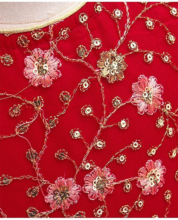 Babyhug Sleeveless Choli & Lehenga with Dupatta - Peach Maroon