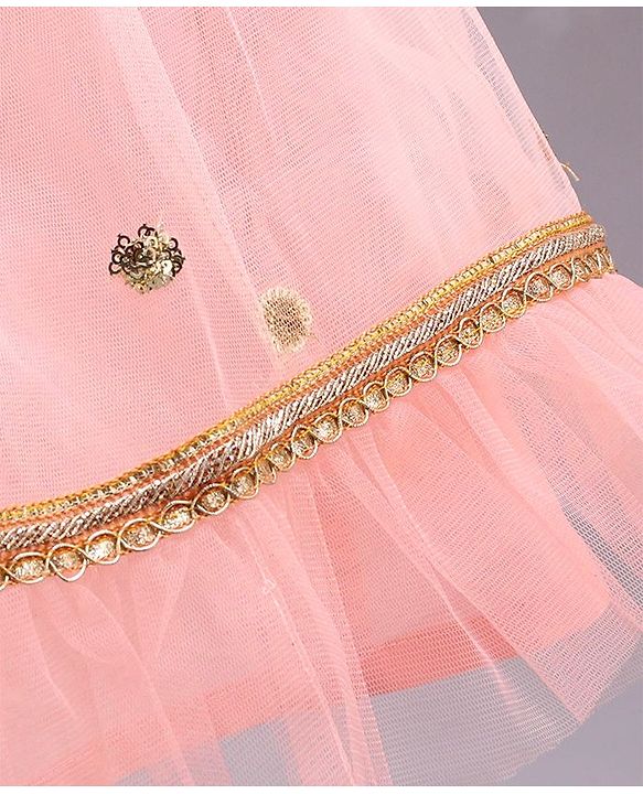 Babyhug Sleeveless Choli & Lehenga with Dupatta - Peach Maroon