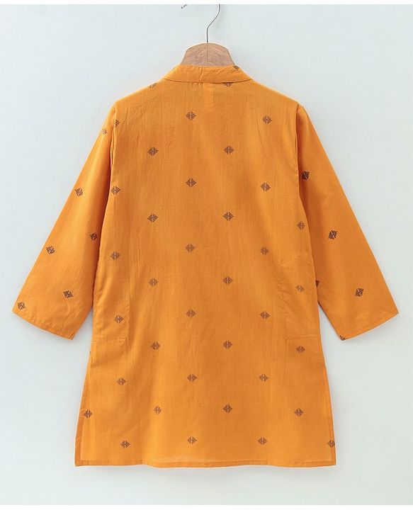 Babyhug Full Sleeve Kurta All Over Printed - Yellow