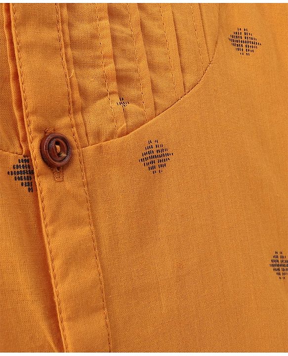 Babyhug Full Sleeve Kurta All Over Printed - Yellow