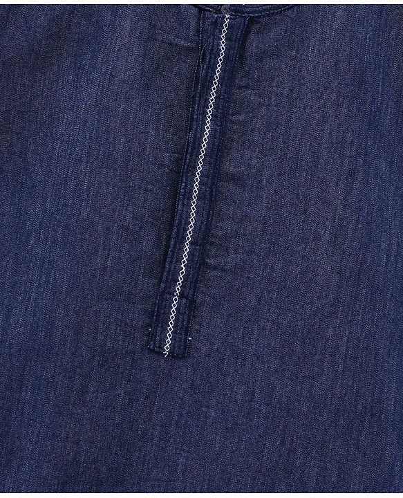 Babyhug Full Sleeves Solid Colour Kurta & Pyjama - Dark Blue White