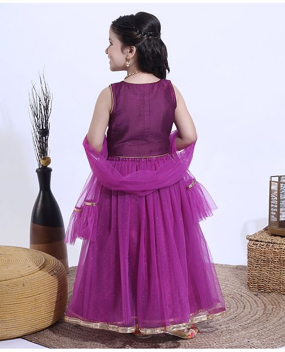 Babyhug Sleeveless Choli & Lehenga with Dupatta - Purple