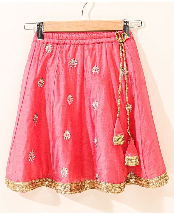 Babyhug Sleeveless Zari Embroidered Lehenga Choli With Dupatta - Fuschia Pink