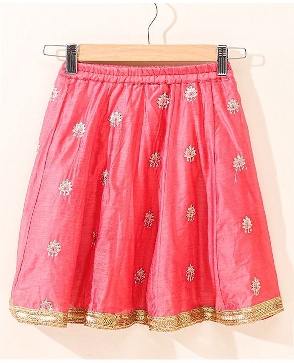 Babyhug Sleeveless Zari Embroidered Lehenga Choli With Dupatta - Fuschia Pink