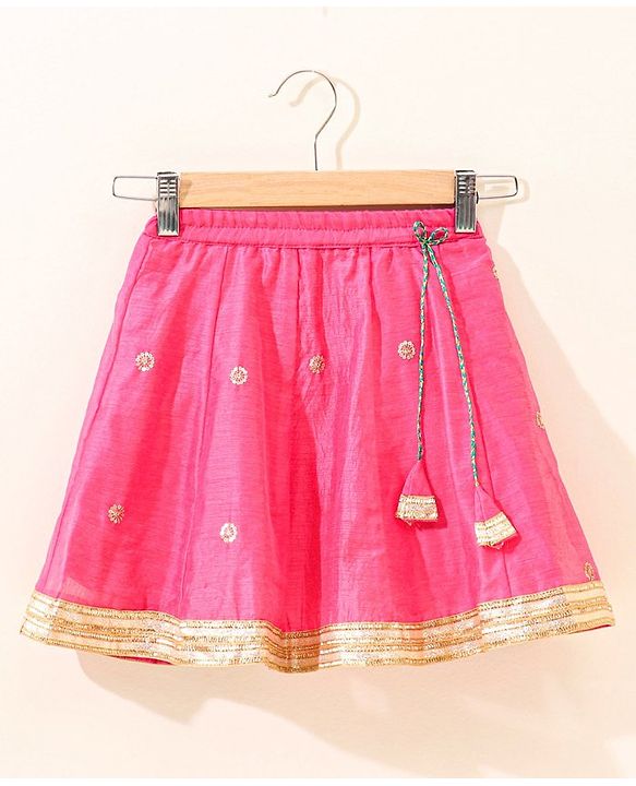 Babyhug Sleeveless Zari Embroidered Lehenga Choli With Dupatta - Fuschia Pink