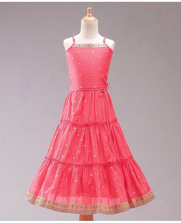 Babyhug Sleeveless Embroidered Choli Lehenga and Dupatta Set with Sequins - Coral