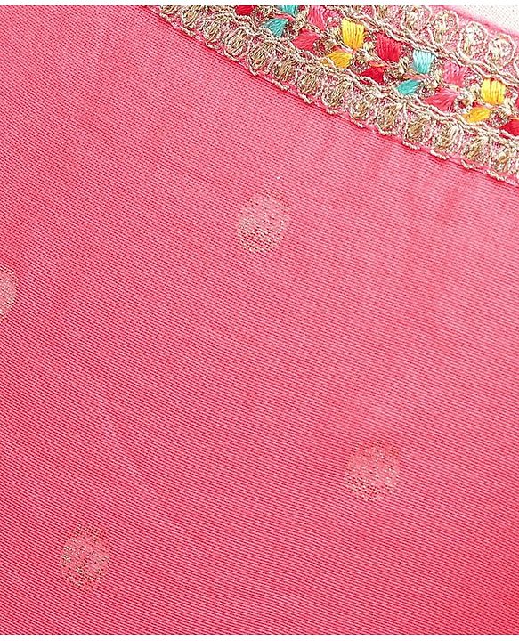 Babyhug Sleeveless Embroidered Choli Lehenga and Dupatta Set with Sequins - Coral