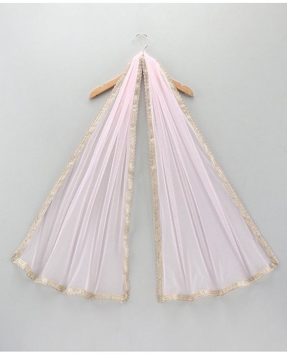 Babyhug Singlet Sleeves Embellished Choli and Shaded Lehenga with Bordered Dupatta - White Orange