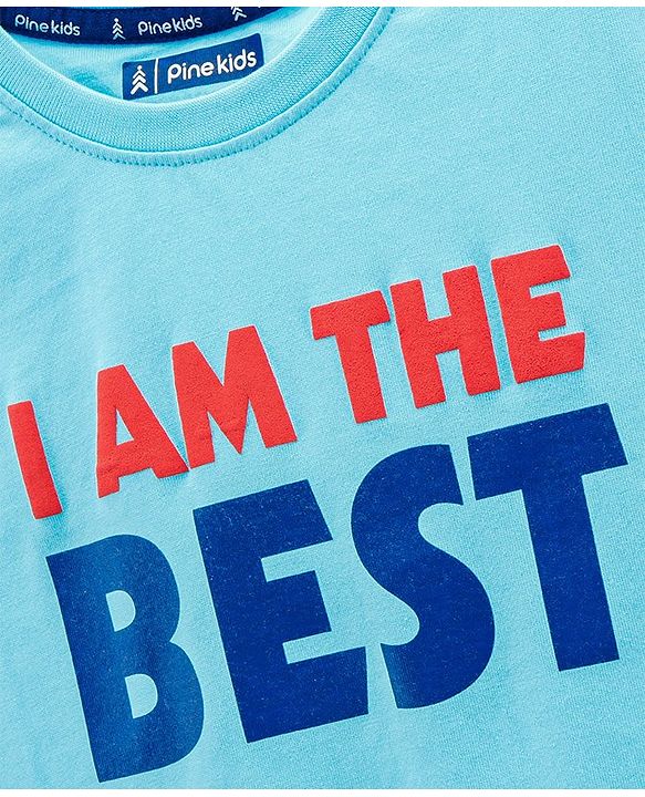 Pine Kids Biowashed Half Sleeves Tee Text Print - Blue