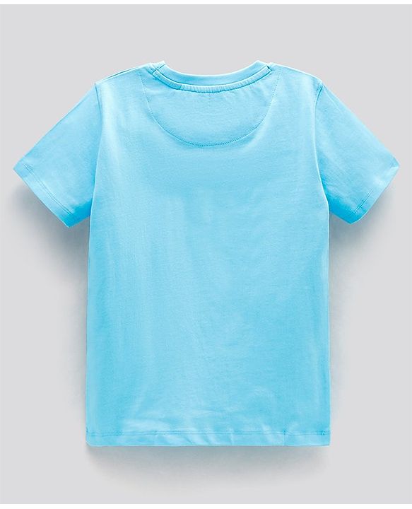 Pine Kids Half Sleeves Biowashed T-Shirt Text Print - Blue