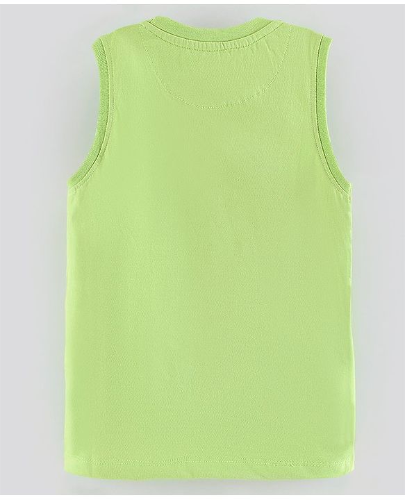 Pine Kids Sleeveless Biowash Tee Car Print - Light Green