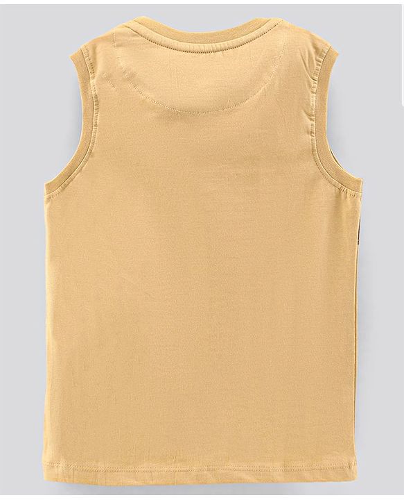 Pine Kids Sleeveless T-Shirt Beach Print - Brown