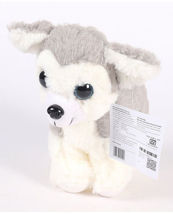 Babyhug Glittery Eyes Husky Dog Plush Toy | Soft, Cuddly Stuffed Animal For Kids | Perfect Birthday & Special Occasion Gift | Ideal Comfort Companion & Nursery Décor | White & Grey | BIS Certified