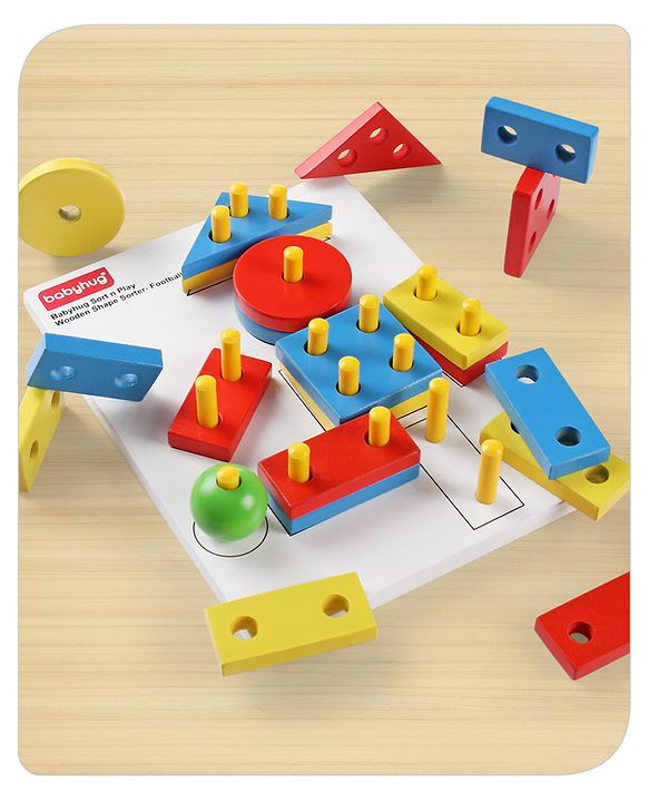 Babyhug Sort n Play Montessori  Wooden Shape Sorter 22 Pieces - Multicolour