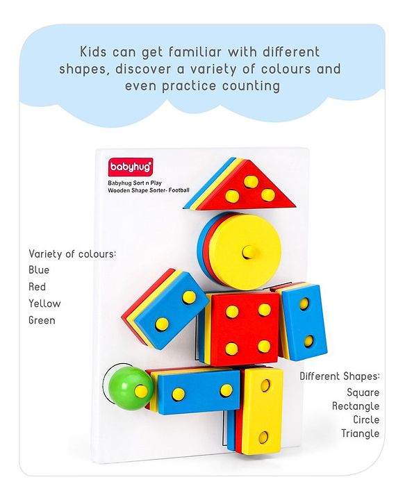 Babyhug Sort n Play Montessori  Wooden Shape Sorter 22 Pieces - Multicolour