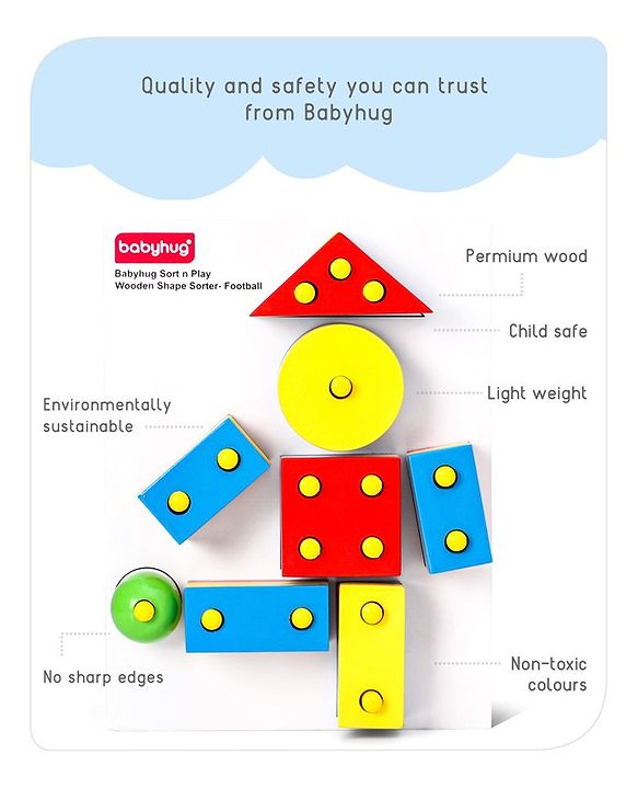 Babyhug Sort n Play Montessori  Wooden Shape Sorter 22 Pieces - Multicolour