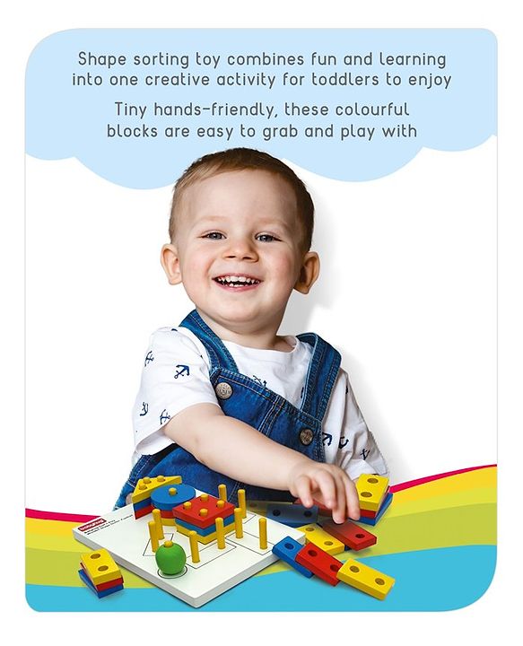 Babyhug Sort n Play Montessori  Wooden Shape Sorter 22 Pieces - Multicolour