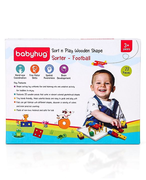 Babyhug Sort n Play Montessori  Wooden Shape Sorter 22 Pieces - Multicolour