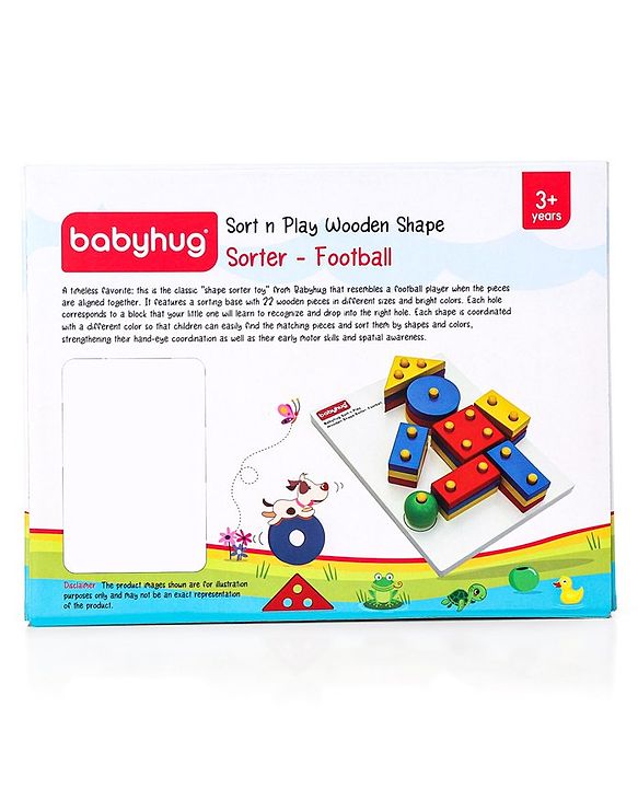 Babyhug Sort n Play Montessori  Wooden Shape Sorter 22 Pieces - Multicolour