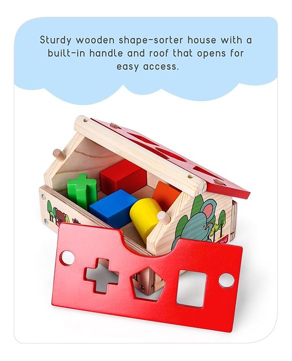 Babyhug Montessori  My First Wooden Stacking Hut Shape Sorter - Multicolour