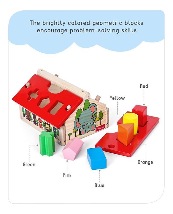 Babyhug Montessori  My First Wooden Stacking Hut Shape Sorter - Multicolour