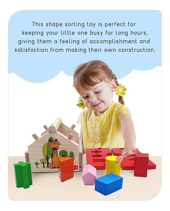 Babyhug Montessori  My First Wooden Stacking Hut Shape Sorter - Multicolour
