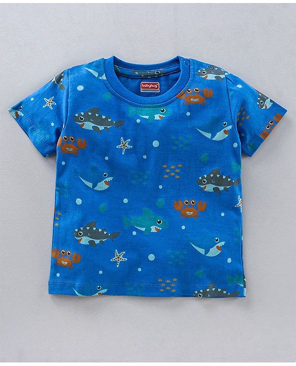 Babyhug Half Sleeves T-Shirts Shark Print Pack of 3 - Multicolor