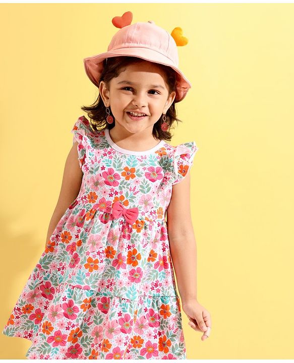 Babyhug Cotton Bucket Hats Embroidered Pink - Diameter 15 cm