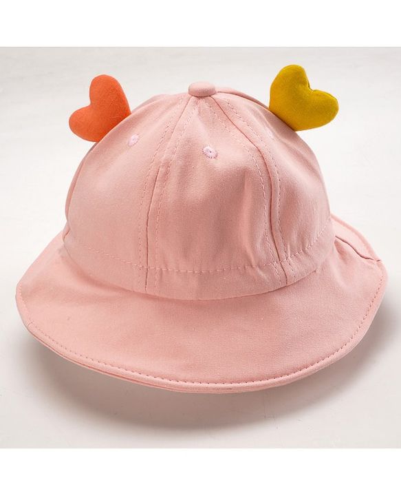 Babyhug Cotton Bucket Hats Embroidered Pink - Diameter 15 cm