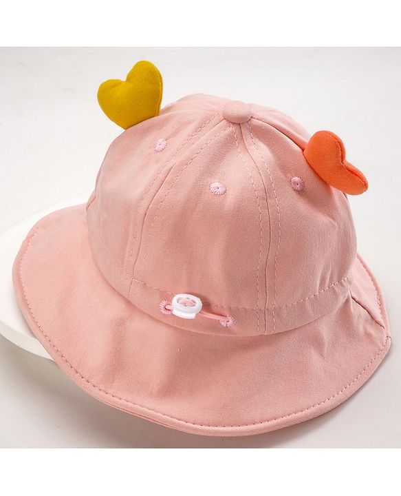 Babyhug Cotton Bucket Hats Embroidered Pink - Diameter 15 cm