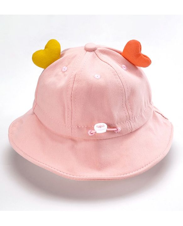 Babyhug Cotton Bucket Hats Embroidered Pink - Diameter 15 cm