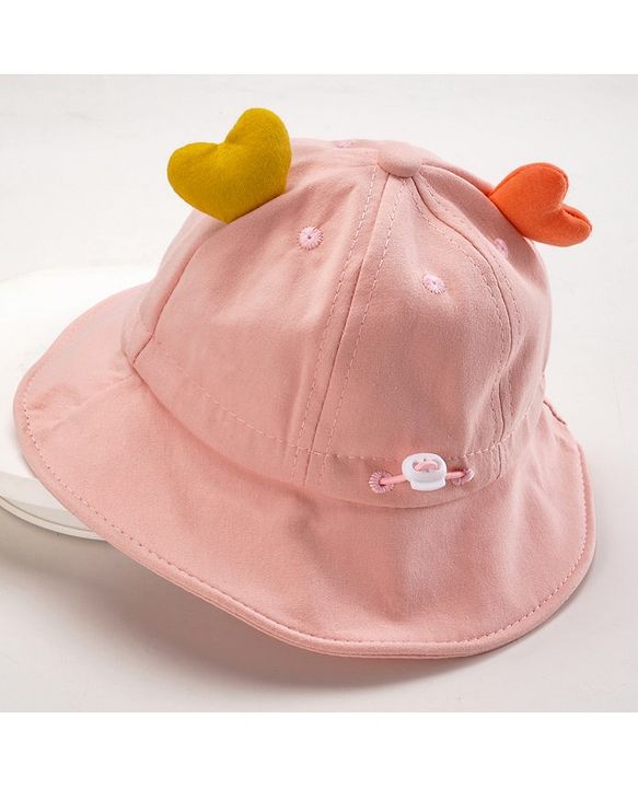 Babyhug Cotton Bucket Hats Embroidered Pink - Diameter 15 cm