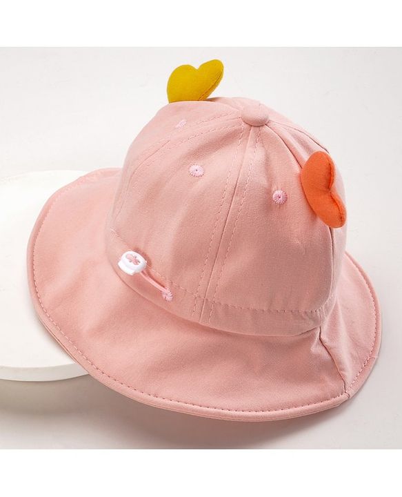 Babyhug Cotton Bucket Hats Embroidered Pink - Diameter 15 cm
