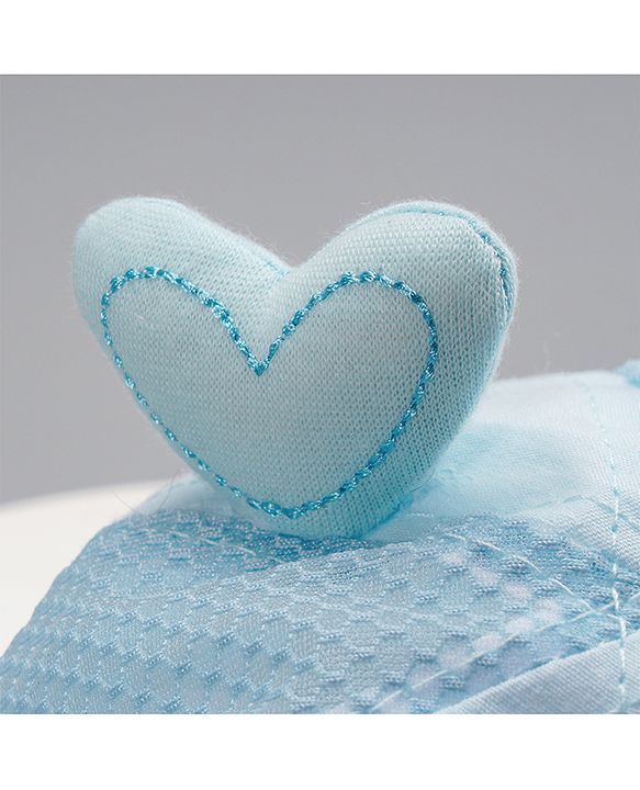 Babyhug Cotton Bucket Hats Rabbit Embroidered Blue - Diameter 16 cm