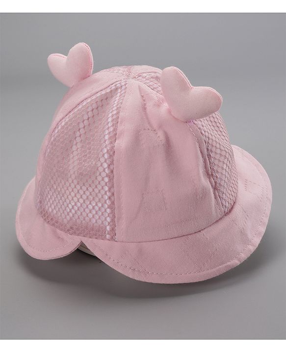 Babyhug Cotton Bucket Hats Rabbit Embroidered Dark Pink - Diameter 16 cm
